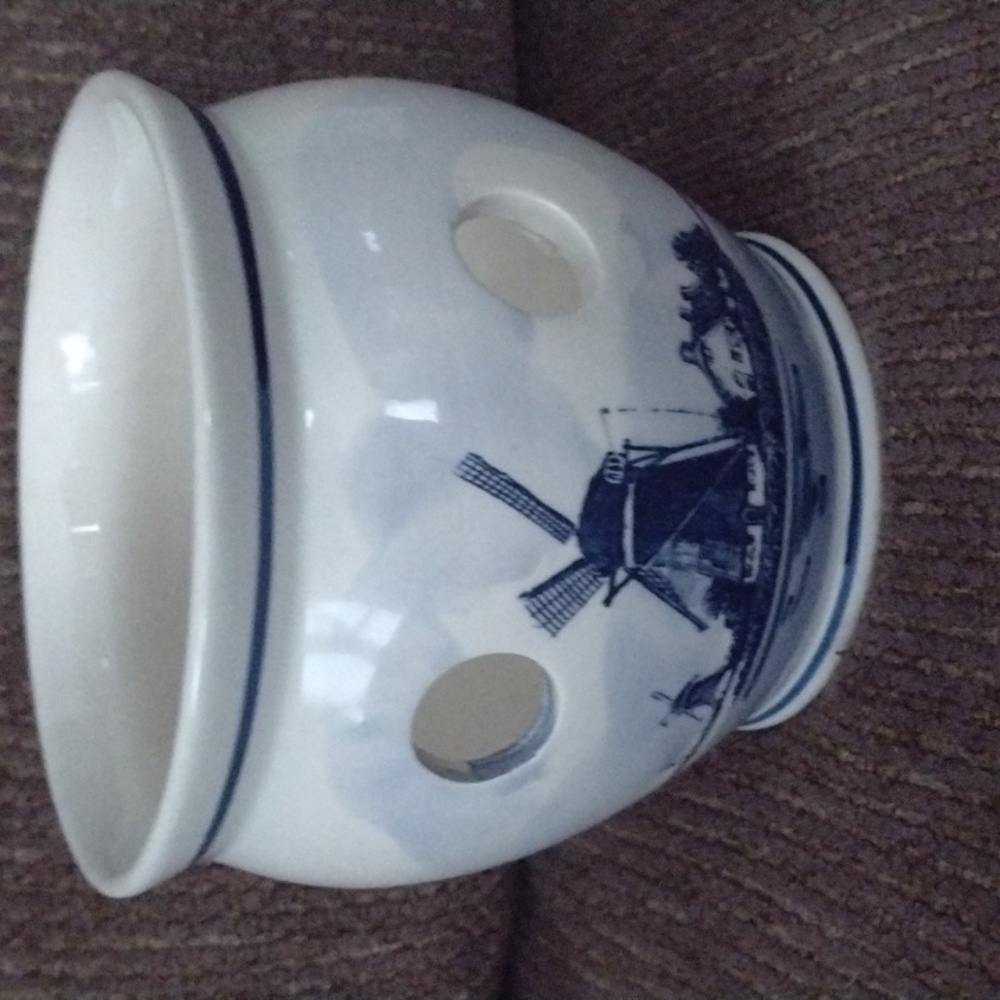 Delft Hand Blown & Painted Crocus & Tulip Bulb Pot From Holland